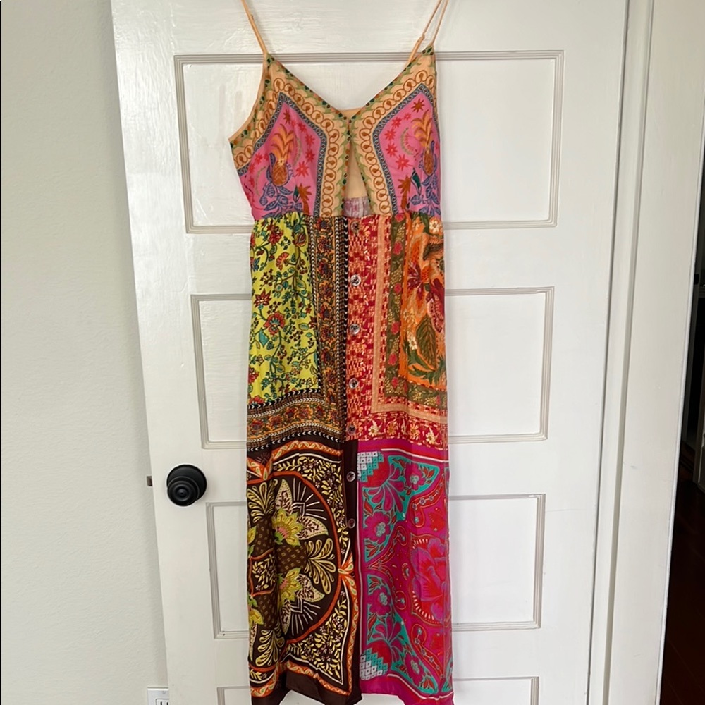 FARM Rio Vibrant Patchwork Midi Dress
